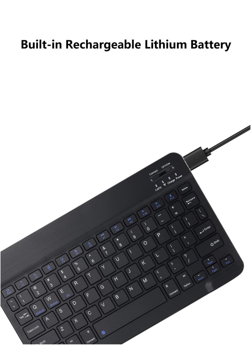Rechargeable Bluetooth Keyboard  Ultra-Slim Portable Compact Wireless Mouse Keyboard for Android Windows Tablet Cell Phone iPhone iPad Pro Air Mini, iPad OS/iOS 13 and above | Black