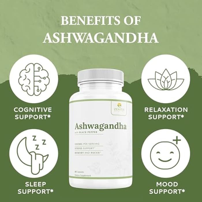 Zenith Vitality Ashwagandha 1300mg Capsules – Stress Relief & Cortisol Support, Immune & Energy Boost, Mental Clarity, Herbal Adaptogen Supplement – 60 Count - Image 4