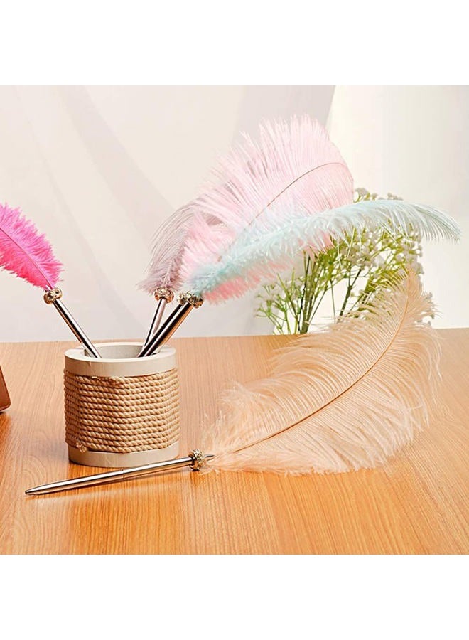 Simple Polymer 2 Pcs Feather Pen - Black Ink Ballpoint Pen Vintage Feather Quill Signing Pen for Student School Writing or Wedding Signature (White) - Image 3