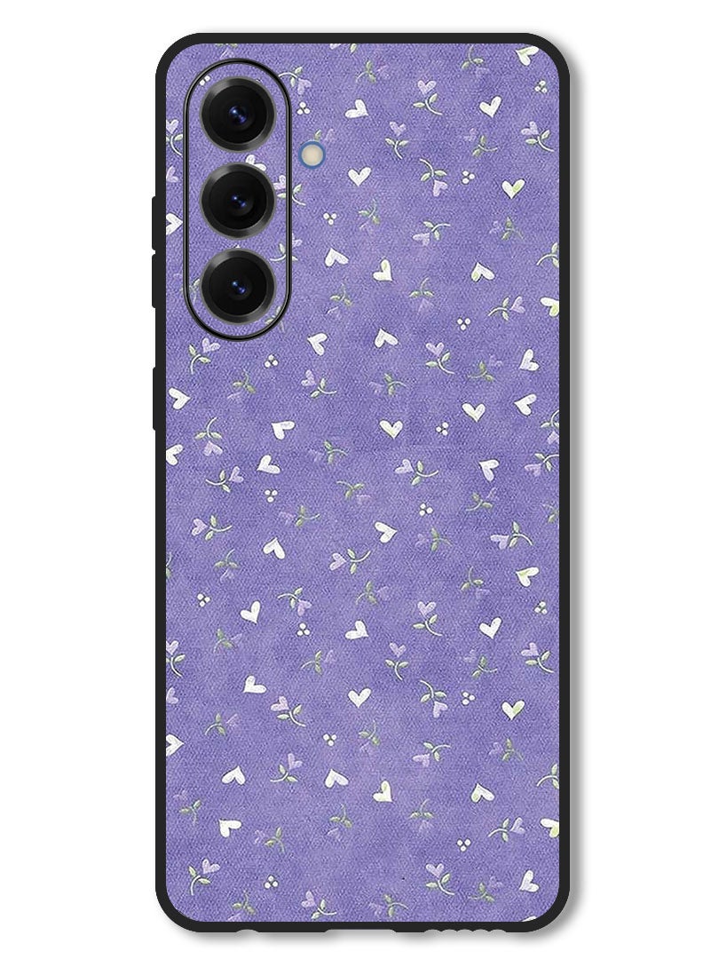 Theodor Case Compatible with Samsung Galaxy M56 6.74 Inch Protection Shockproof Bumper Cover Hearts Purple Background - Image 1