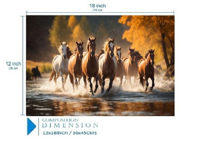 Fliptic 7 خيول جارية ملصق فاستو لتزيين المنزل وعلاجات فاستو إعادة طباعة رقمية (تصميم 5، 12 بوصة × 18 بوصة) - Image 2