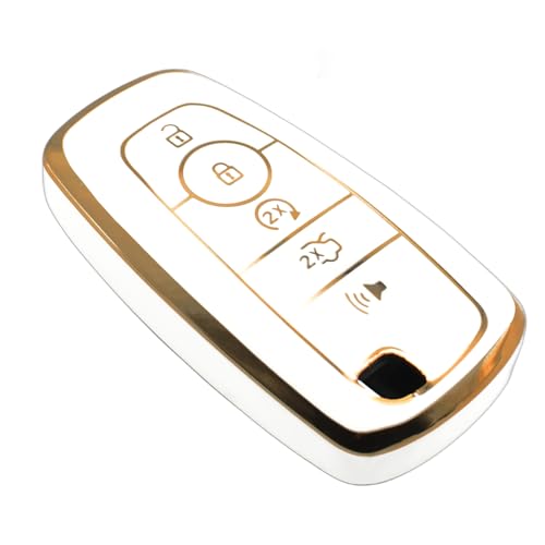 FEYOUN Key Fob Cover Compatible with Ford Escape Expedition Explorer F150 F250 F350 F450 F550 Maverick Mustang Lincoln Aviator TPU Remote Keyless Key Fob Case Protection Shell Accessories White - Image 1