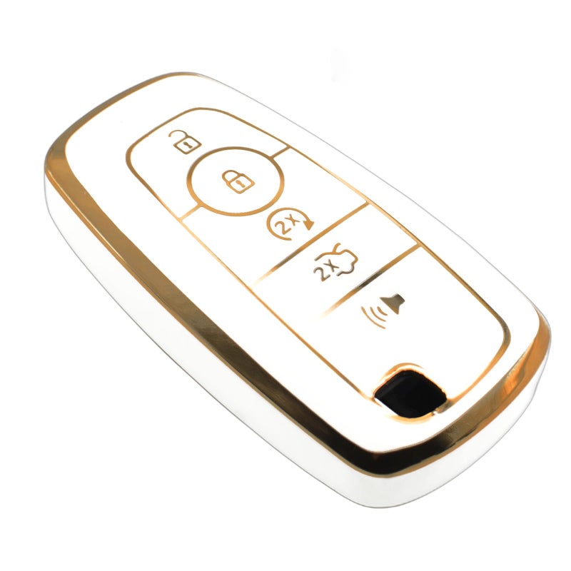 FEYOUN Key Fob Cover Compatible with Ford Escape Expedition Explorer F150 F250 F350 F450 F550 Maverick Mustang Lincoln Aviator TPU Remote Keyless Key Fob Case Protection Shell Accessories White - Image 3