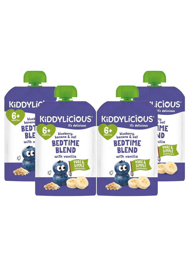 Kiddylicious طعام الأطفال كيديليشس بنكهة التوت الأزرق والموز والشوفان مع الفانيليا، عبوة 400 جرام (4x100 جرام) | وجبة خفيفة سلسة للتخلص من الرضاعة للأطفال من عمر 6 أشهر وما فوق | نباتي وصديق للحساسية - Image 1