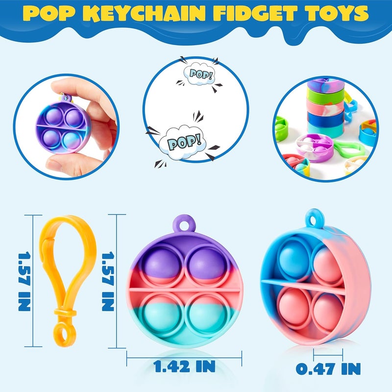 JOYIN Round Pop Fidget Keychain 30 Pack Pop Fidget Toys Bulk Party Favors for Kids 4-8,8-12 Years, Birthday Goodie Bags Stuffers Back to School Gifts for Students Classroom Prizes Sensory Toys - Image 2