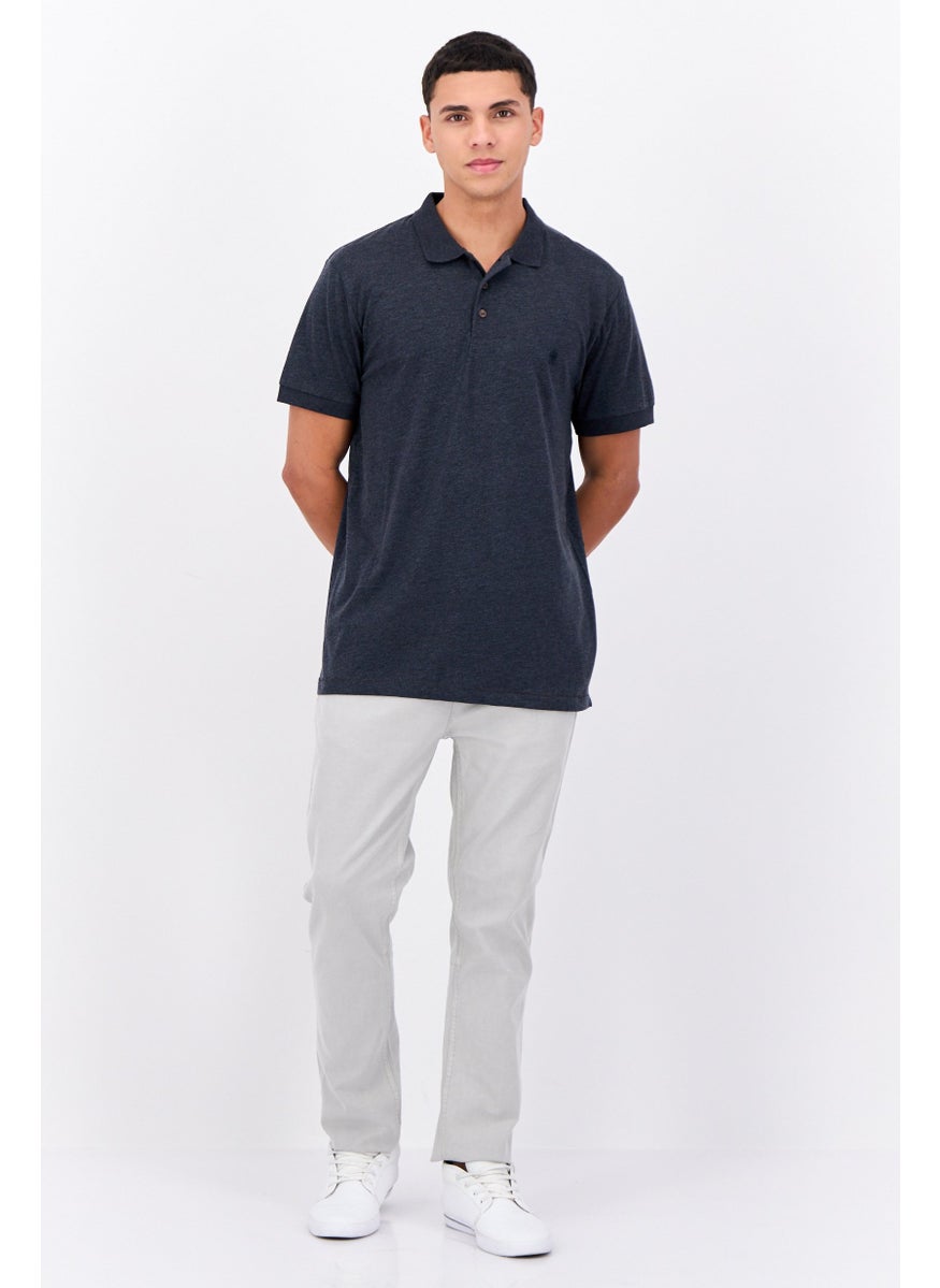 French Connection Men Regular Fit Brand Logo Short Sleeves Polo Shirt, Dark Grey  - Image 4