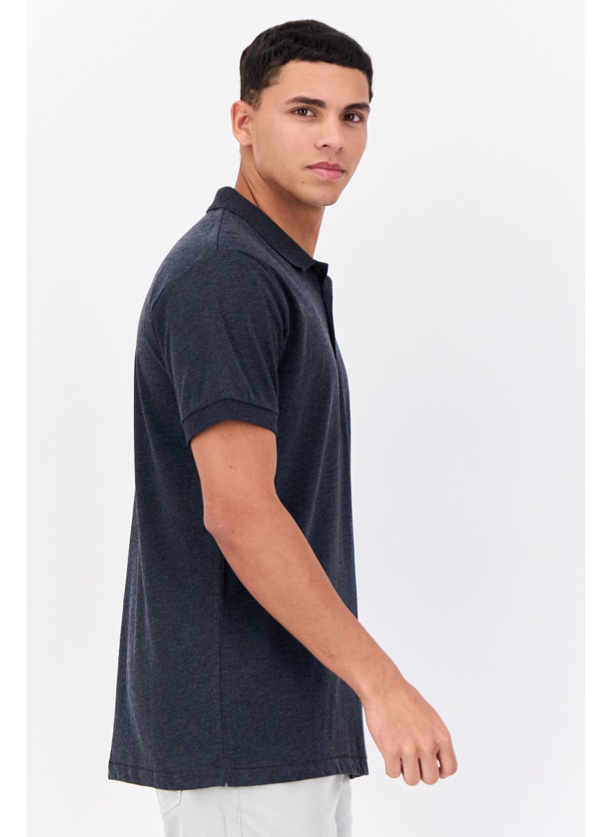French Connection Men Regular Fit Brand Logo Short Sleeves Polo Shirt, Dark Grey  - Image 2
