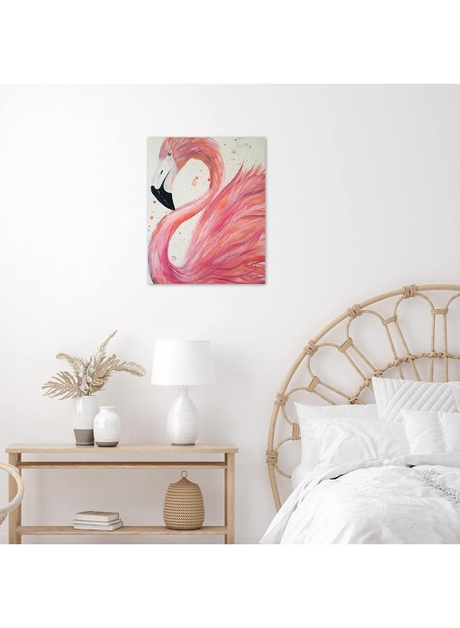 HVEST Animal Art Deco 16" X 20" Pink Flamingo Canvas Wall Art Painting - Image 5