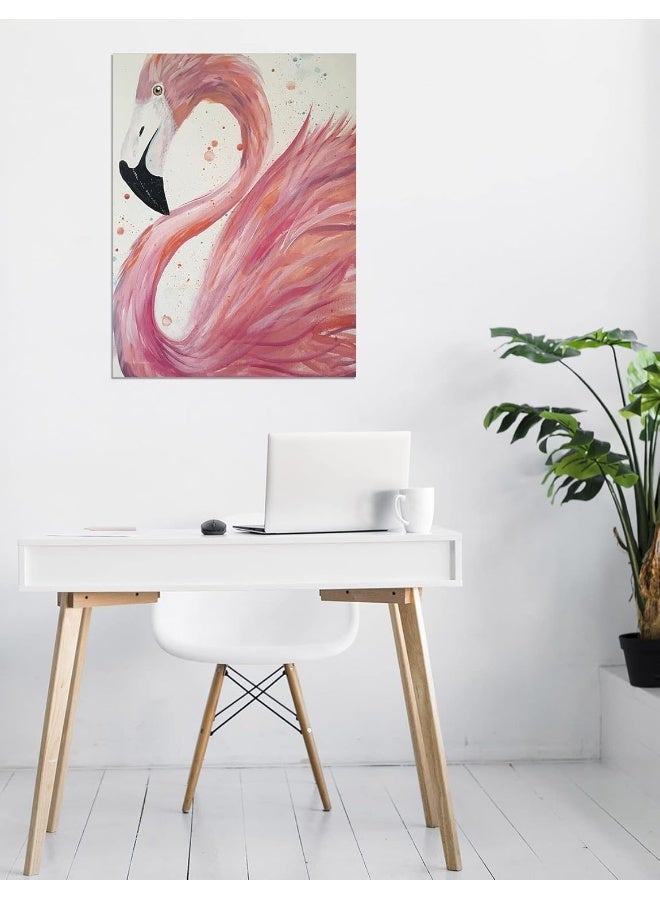 HVEST Animal Art Deco 16" X 20" Pink Flamingo Canvas Wall Art Painting - Image 4