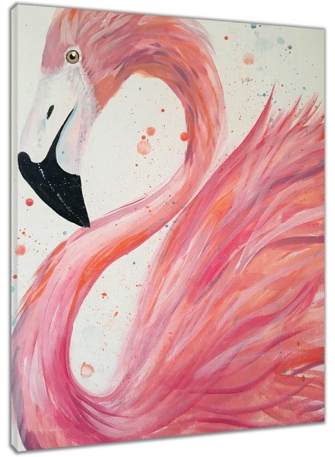 HVEST Animal Art Deco 16" X 20" Pink Flamingo Canvas Wall Art Painting - Image 1