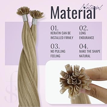 Fshine Keratin Bonding Hair Extensions Real Human Light Blonde with Golden Blonde Remy Straight Pre Bonded Fusion Hair Extensions 22Inch 50g50s - Image 4