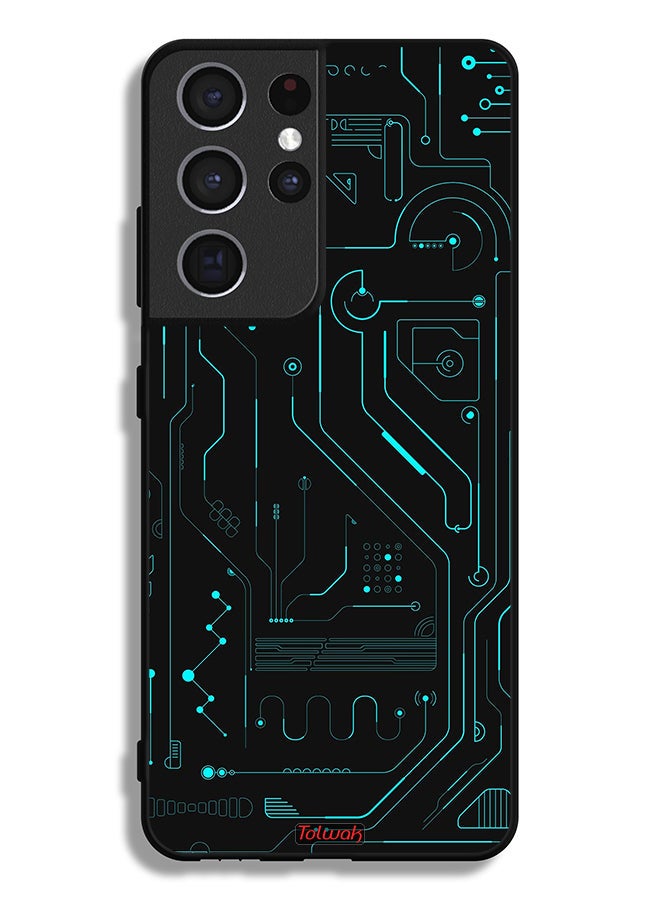 Tolwak Samsung Galaxy S21 Ultra 5G Protective Case Cover Digital Art Circuits Minimalism Multiple Display - Image 3