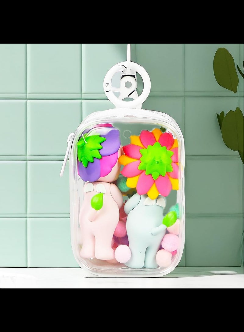 AVACraft Clear Figure Display Bag with Keychain, Portable Small Doll Storage Bag Hanging Blind Box Organizer Zipper Closure, Dustproof Collectibles Display Case for Showing Off Blind Boxes, Mini Figures,White - Image 3