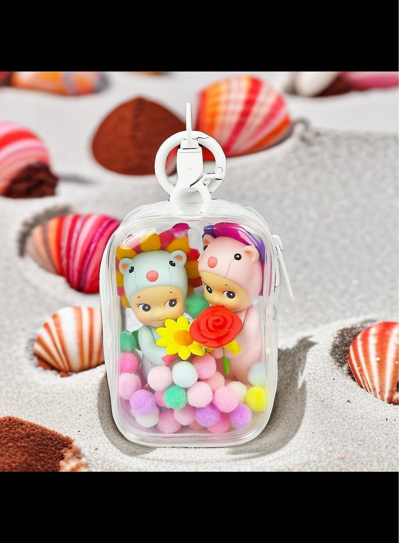 AVACraft Clear Figure Display Bag with Keychain, Portable Small Doll Storage Bag Hanging Blind Box Organizer Zipper Closure, Dustproof Collectibles Display Case for Showing Off Blind Boxes, Mini Figures,White - Image 2
