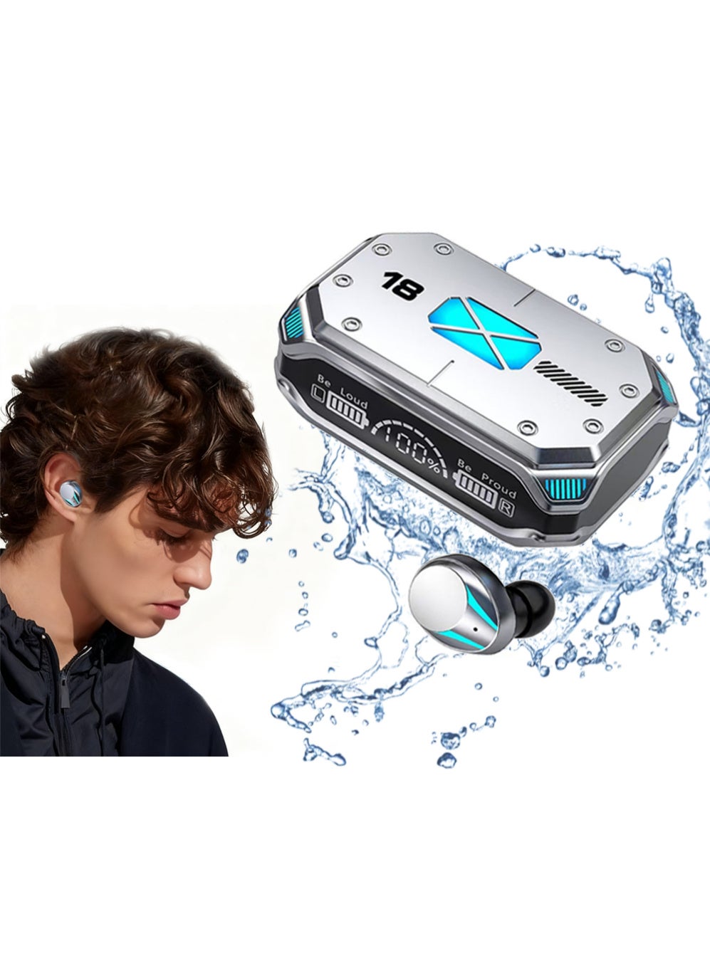 Wireless Earbuds, Noise Earphones, Bluetooth Headphones Adaptive Cancelling To Ears And Environment, Hi-Res Sound, 40H Battery, Bluetooth 5.3, With Charging Case Compatible iPhone 17 Pro Max, Samsung Galaxy S25 Edge and Other Phones (Sliver)