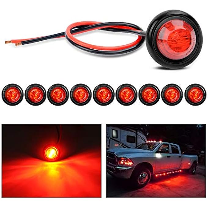 Nilight Tl04 10 Pcs 34 Inch Round Led Clearance Light Led Front Rear Side Marker Indicator Light Bullet Marker Light For Truck Rv Car Bus Trailer Van Caravan Boat 12V Red 2 Years Warranty - Image 1