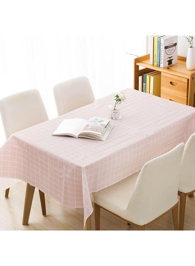 هابي هوم مفرش طاولة مقاوم للماء من بلاستيك PVC، مفرش طاولة مستطيل خالٍ من أنيق ومقاوم للغبار (137 × 183 سم ) وردى - Image 4