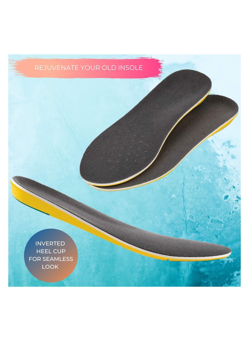 Orthotic Plantar Fasciitis Memory Foam Comfort Elevator Shoe Insole, Cushioning Best Insoles for Men N Women for Everyday Use Large (Yellow)