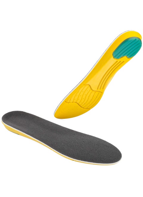 Orthotic Plantar Fasciitis Memory Foam Comfort Elevator Shoe Insole, Cushioning Best Insoles for Men N Women for Everyday Use Large (Yellow)