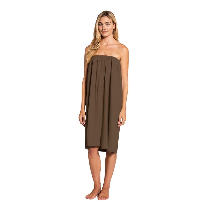 Canyon Rose Canyon Rose Waffle Weave Long Spa Wrap, Simple Body Wrap, Luxurious Waffle Weave Knit, One Size Fits Most, Generous Length, Elasticized Top with Touch-and-close Fasteners at Top and Waist, Brown 