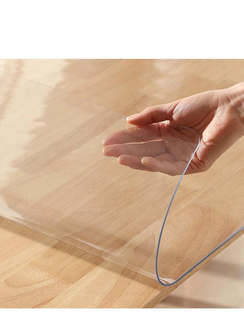 60 x 120cm Clear Plastic Dining Room Table Protector Tablecloth Table Mat Wooden Furniture, Tablecloth Top Protector Cover Waterproof PVC Vinyl  - Image 1