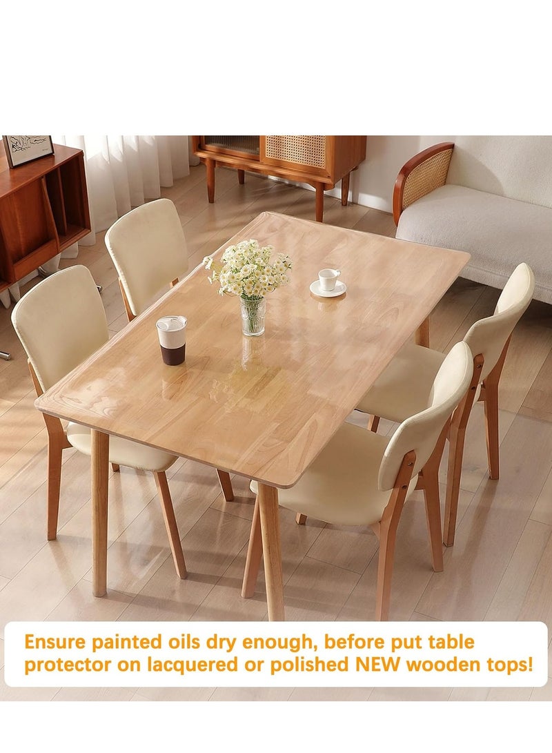 60 x 120cm Clear Plastic Dining Room Table Protector Tablecloth Table Mat Wooden Furniture, Tablecloth Top Protector Cover Waterproof PVC Vinyl  - Image 4