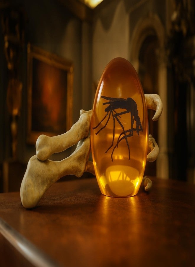 VEOJEIN 3D Mosquito in Amber & Jurassic Dinosaur Hand, 6.5” x 3.0” Gift for Collectors and Enthusiasts, Aged Effect Paperweight, Original Design Desk Decor - Image 3