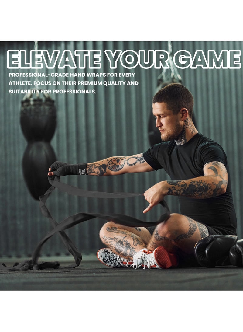 ABJ Premium Boxing Hand Wraps for Men & Women – 180 Inch Elasticated Hand Wraps for MMA, Muay Thai, Kickboxing & Training – Wrist Support & Knuckle Protection – Breathable & Durable - Image 4