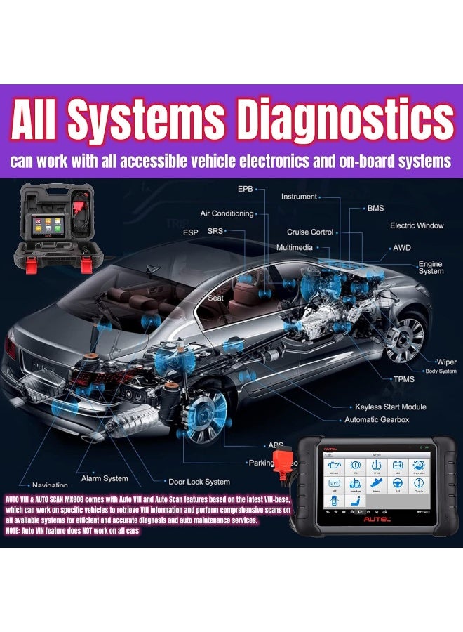 Autel Autel MaxiCheck MX808S: Portable Automotive Diagnostic Tool with Special Functions – Oil Reset, EPB, SAS, BMS, DPF, IMMO, TPMS – 7-inch LCD Touchscreen – Fast Quad-Core Processor – Comprehensive Vehicle Compatibility  - Image 4