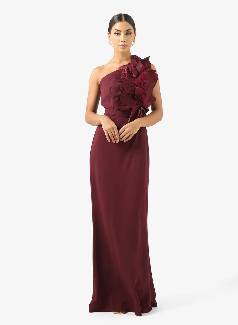 On Shoulder Frill Detail Maxi Dress