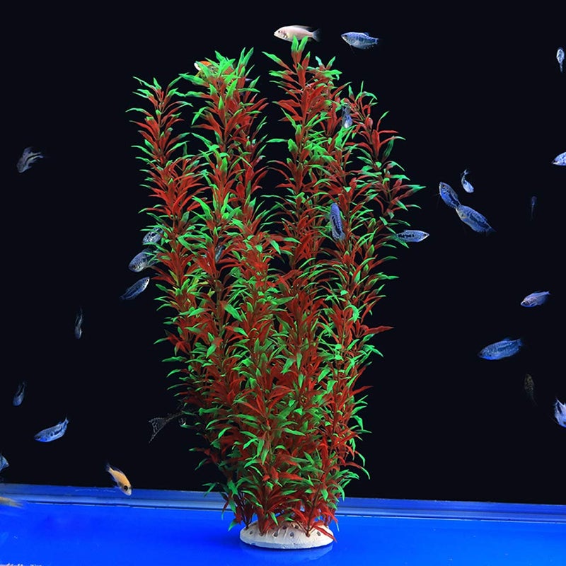 ALEGI Large Aquarium Plants Artificial Plastic Fish Tank Plants Decoration Ornaments Safe for All Fish 21 Inches Tall 21inchRedGreen