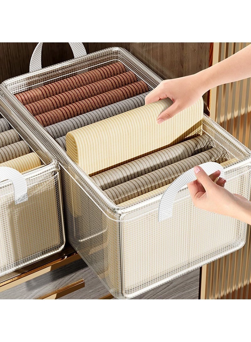 Storage Box with Steel Frame 26L PVC Clothes – Foldable Open Storage Organizer for Clothes, Blankets, Bedding, Towels, Toys & Accessories, Clear Stackable Wardrobe Storage Bin with Carry Handles, Moisture Resistant, 47 × 28 × 20 cm - Transparent - Image 3