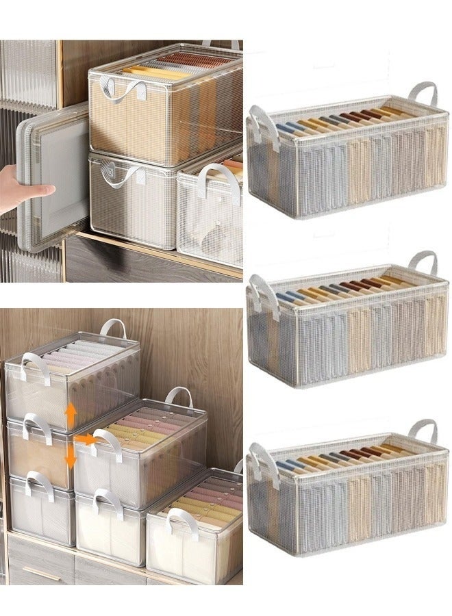 Storage Box with Steel Frame 26L PVC Clothes – Foldable Open Storage Organizer for Clothes, Blankets, Bedding, Towels, Toys & Accessories, Clear Stackable Wardrobe Storage Bin with Carry Handles, Moisture Resistant, 47 × 28 × 20 cm - Transparent - Image 2