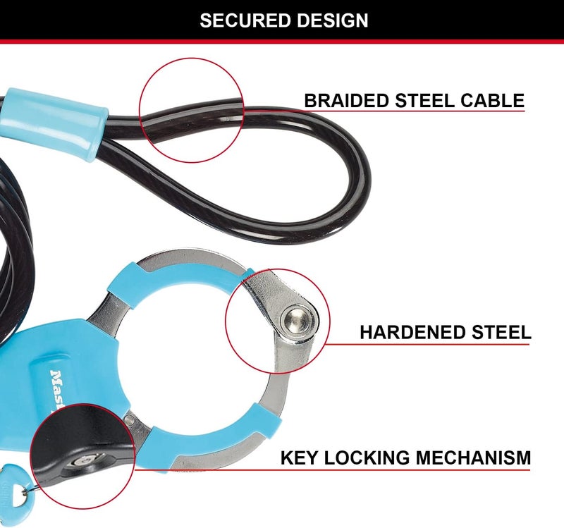 Master Lock 8275EURDPROBLU Cable Bike Lock with Cuff - 1 Meter, Blue - Image 4