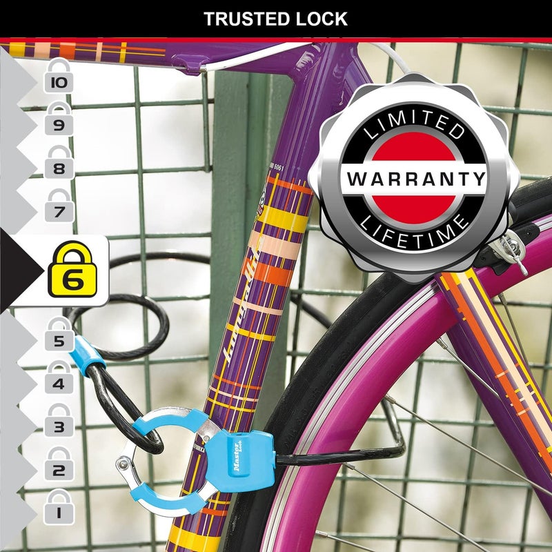 Master Lock 8275EURDPROBLU Cable Bike Lock with Cuff - 1 Meter, Blue - Image 3