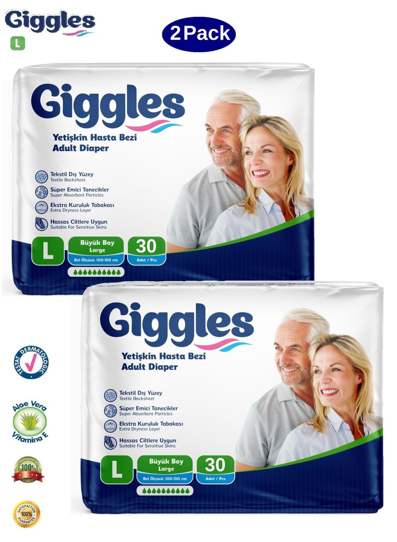 جيجلز 30 قطعة حفاضات للكبار مقاس كبير 2 عبوة - Image 1