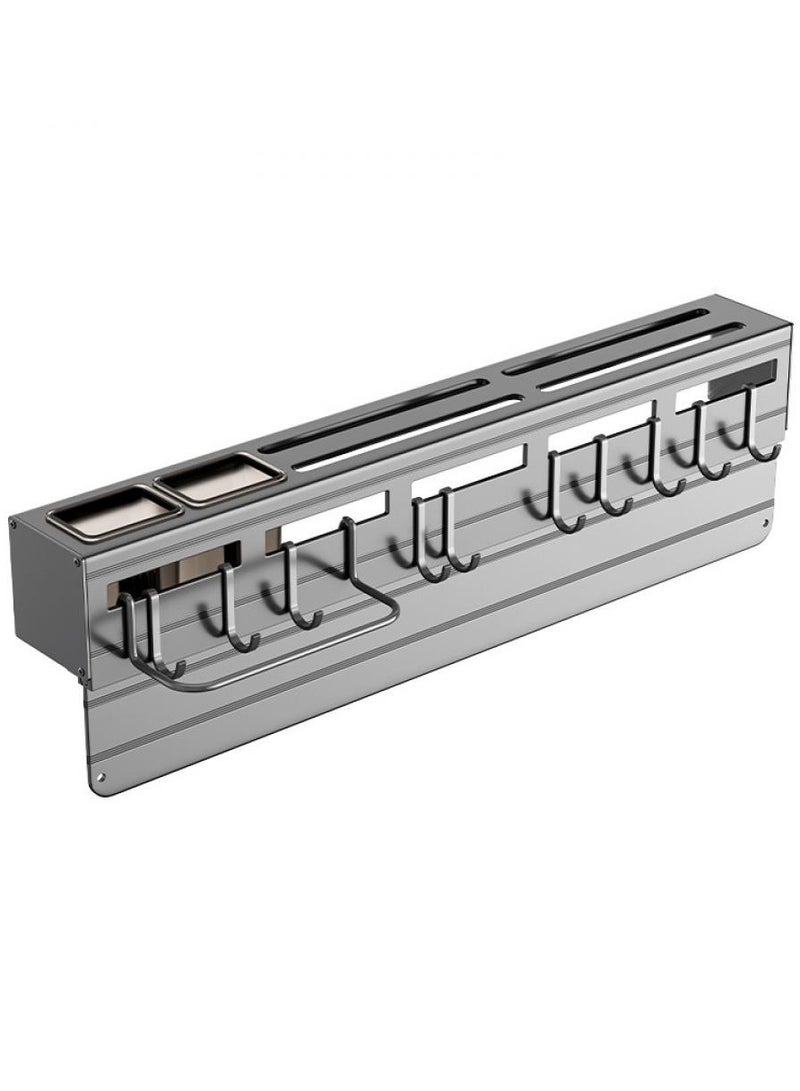 Alissa Heavy Duty Wall-Mounted 60cm Multi-Purpose Knife Holder Kitchen Knife Rack Spoon Organizer Cutlery Holder with 10 Hooks & Towel Rack With partition Knife Organizer Knife Storage Kitchen Restaurant  - Image 2