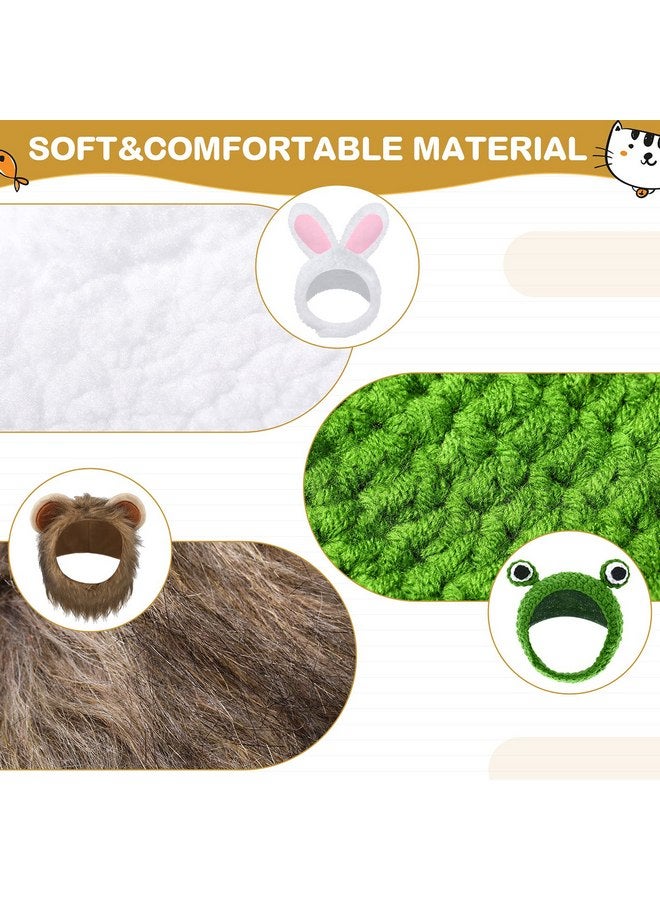 Weewooday 5 Pcs Cat Hat Adorable Costume Bunny Hat with Ears Funny Mane Hat for Cats and Small Dogs Kitten Puppy Party Costume Accessory Headwear (Lion, Frog, Rabbit, Sunflower, Banana) - Image 2