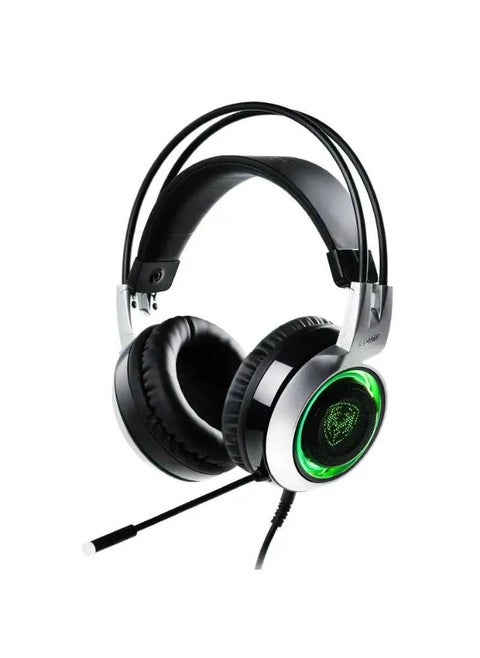G951 Virtual 7.1 Surround Sound Gaming Headset is a popular choice among gamers, who demand an immersive, vibrating virtual 7.1 surround sound experience and an attractive appearance with LED lighting. This headset features adjustable ear cups and a dual headband for extended gaming. It also features a microphone for clear voice communication. The headset uses a USB connection.