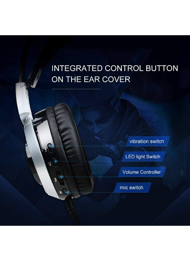 Somic - G951 Virtual 7.1 Surround Sound Gaming Headset is a popular choice among gamers, who demand an immersive, vibrating virtual 7.1 surround sound experience and an attractive appearance with LED lighting. This headset features adjustable ear cups and a dual headband for extended gaming. It also features a microphone for clear voice communication. The headset uses a USB connection. - Image 1