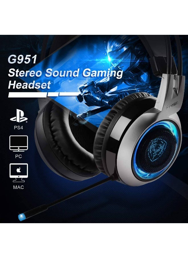 Somic - G951 Virtual 7.1 Surround Sound Gaming Headset is a popular choice among gamers, who demand an immersive, vibrating virtual 7.1 surround sound experience and an attractive appearance with LED lighting. This headset features adjustable ear cups and a dual headband for extended gaming. It also features a microphone for clear voice communication. The headset uses a USB connection. - Image 1