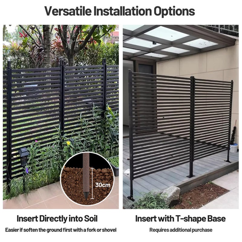 Twira Outdoor Privacy Screen 35" x 59", Privacy Fence Screen for Outside, Trash Can Metal Privacy Panels, 3FT x 5FT Decorative Pipes and Slats Divider Fence Privacy for Backyard Patio Garden Brown - Image 5