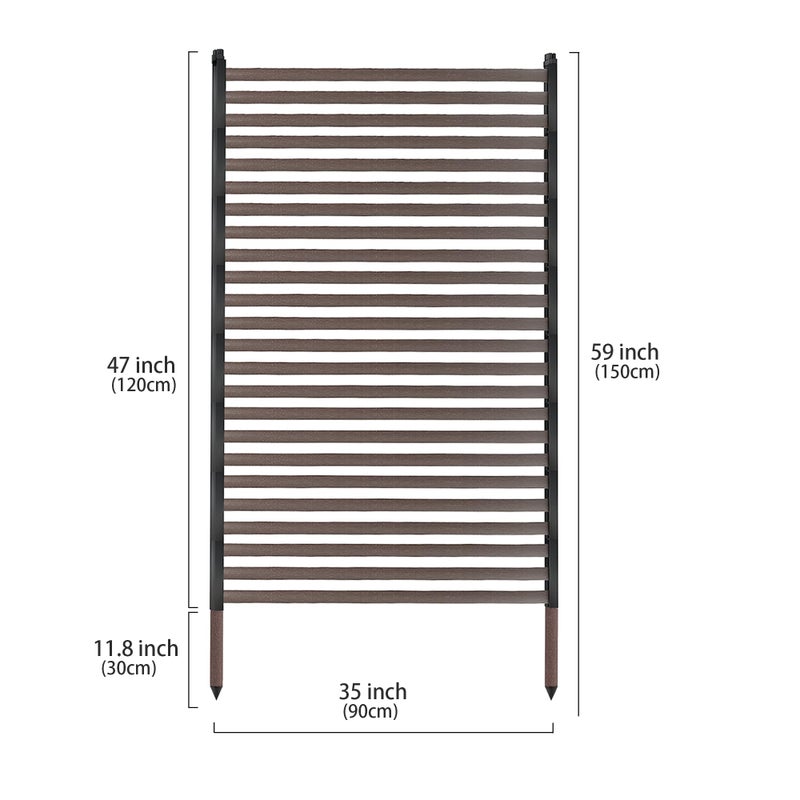 Twira Outdoor Privacy Screen 35" x 59", Privacy Fence Screen for Outside, Trash Can Metal Privacy Panels, 3FT x 5FT Decorative Pipes and Slats Divider Fence Privacy for Backyard Patio Garden Brown - Image 2