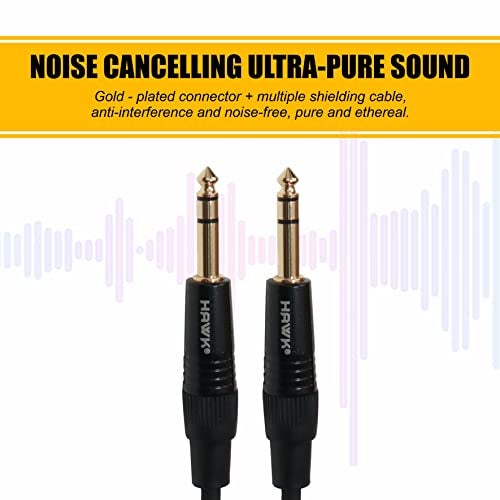 Hawk Proaudio SMSG010 Gold Series 6.35mm TRS Male to 6.35mm TRS Male With Cable Tie for Monitor - 3 Meter (Black) - Image 4