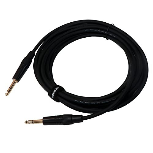 Hawk Proaudio SMSG010 Gold Series 6.35mm TRS Male to 6.35mm TRS Male With Cable Tie for Monitor - 3 Meter (Black) - Image 1
