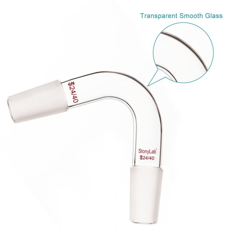 stonylab Glass 75 Degree Distillation Adapter, Borosilicate Glass Bent Adapter with 24/40 Inner Joints for Laboratory Lab Supply - Image 3