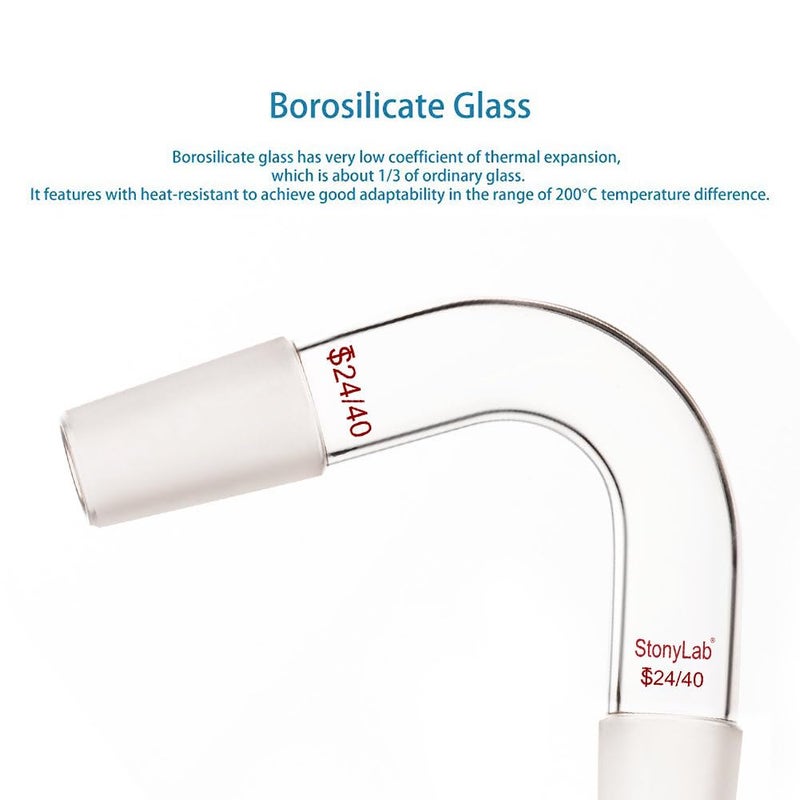 stonylab Glass 75 Degree Distillation Adapter, Borosilicate Glass Bent Adapter with 24/40 Inner Joints for Laboratory Lab Supply - Image 4