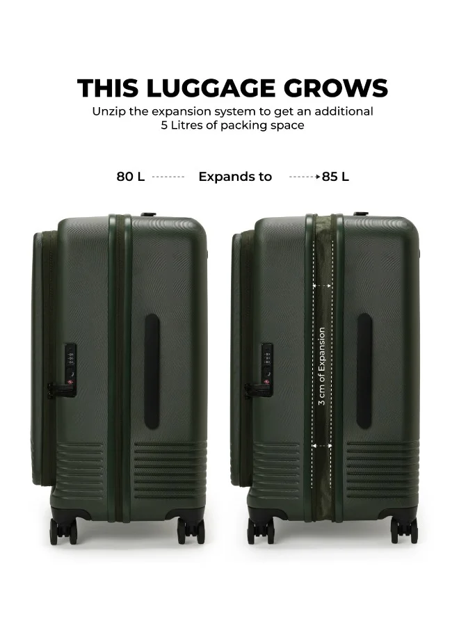 Mokobara The Access Trunk Check-in Medium Luggage Expandable 8 Hinomoto Wheels TSA Lock Trolley for Travels (Green)