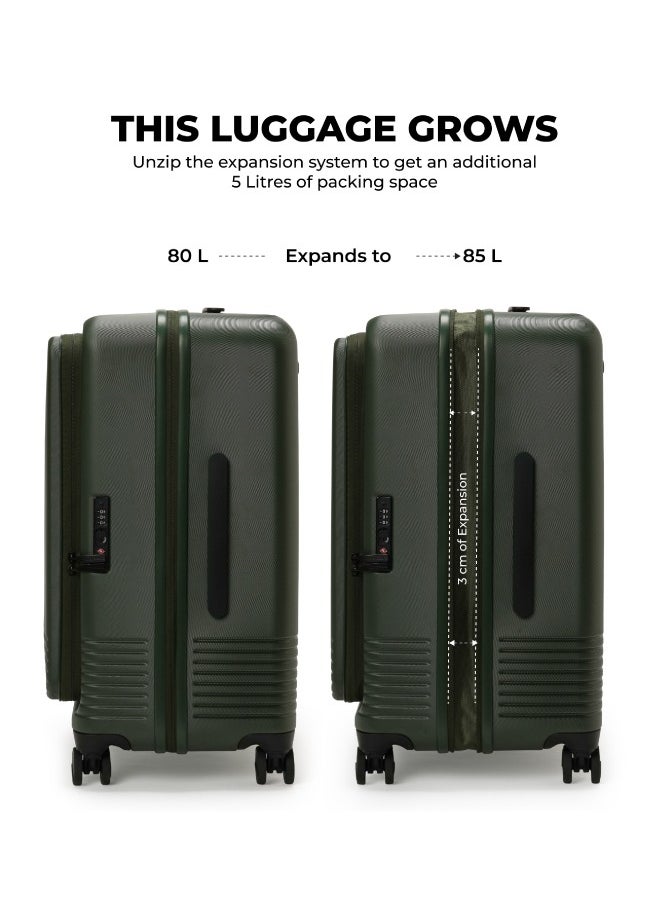 Mokobara MOKOBARA The Access Trunk Check-in Medium Luggage Expandable 8 Hinomoto Wheels TSA Lock Trolley for Travels (Green)  - Image 4