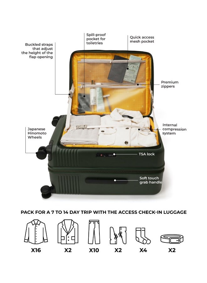 Mokobara MOKOBARA The Access Trunk Check-in Medium Luggage Expandable 8 Hinomoto Wheels TSA Lock Trolley for Travels (Green)  - Image 5